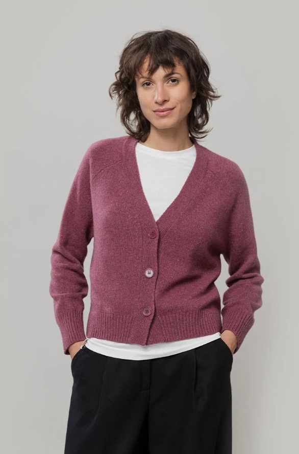 Tosca Women's Cardigan in Recycled Cashmere – Marsala Red | Rifò