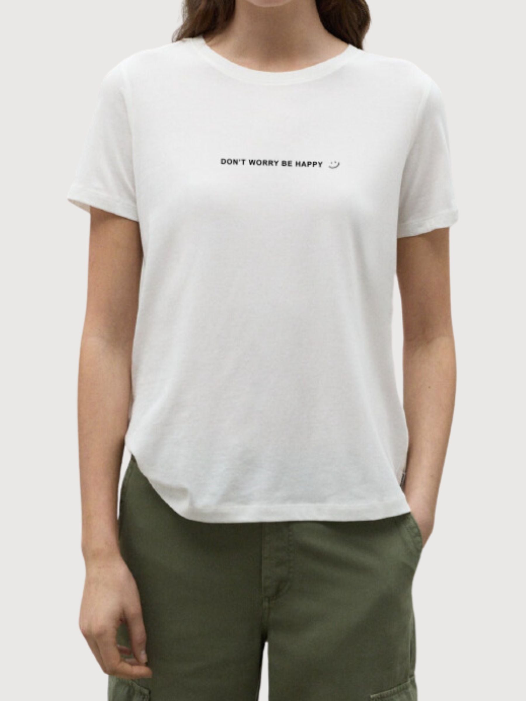 Sara T-shirt Happy White | Re-Bello