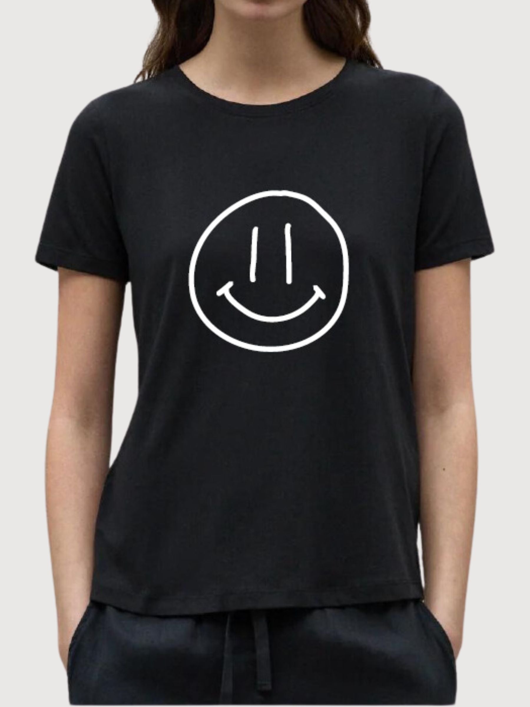 Sara T-shirt Smile Schwarz | Re-Bello