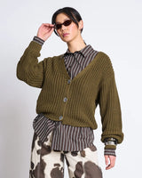 Cardigan Lena WoodyOlive Cotton Woman | Jan N June