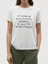 Sara T-shirt Woman En Tempos de Crisis White | Rebello