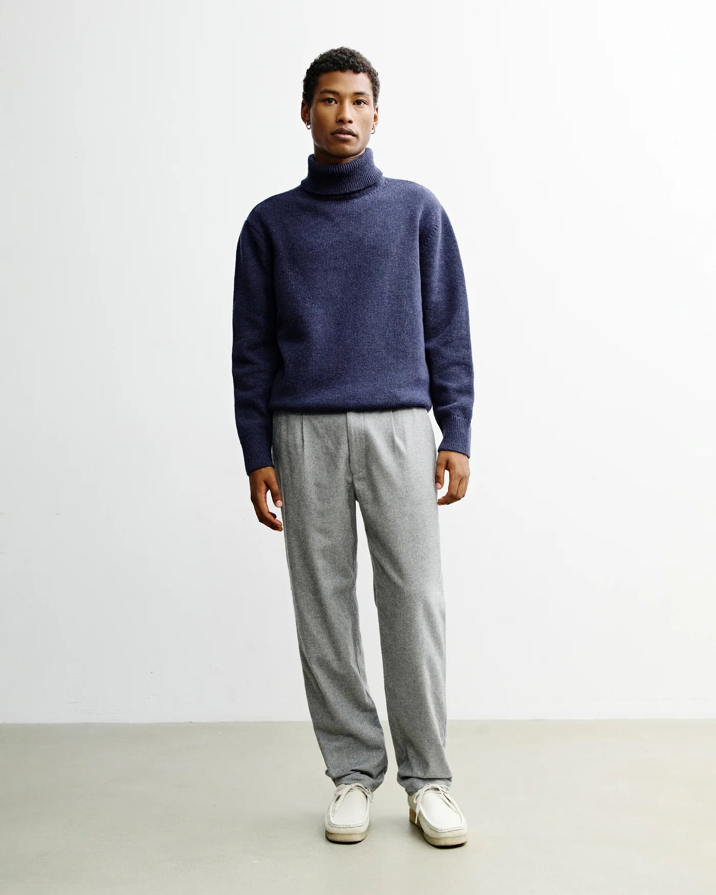 Turtleneck  Recycled Merino Wool  Blue Melange | ROTHOLZ