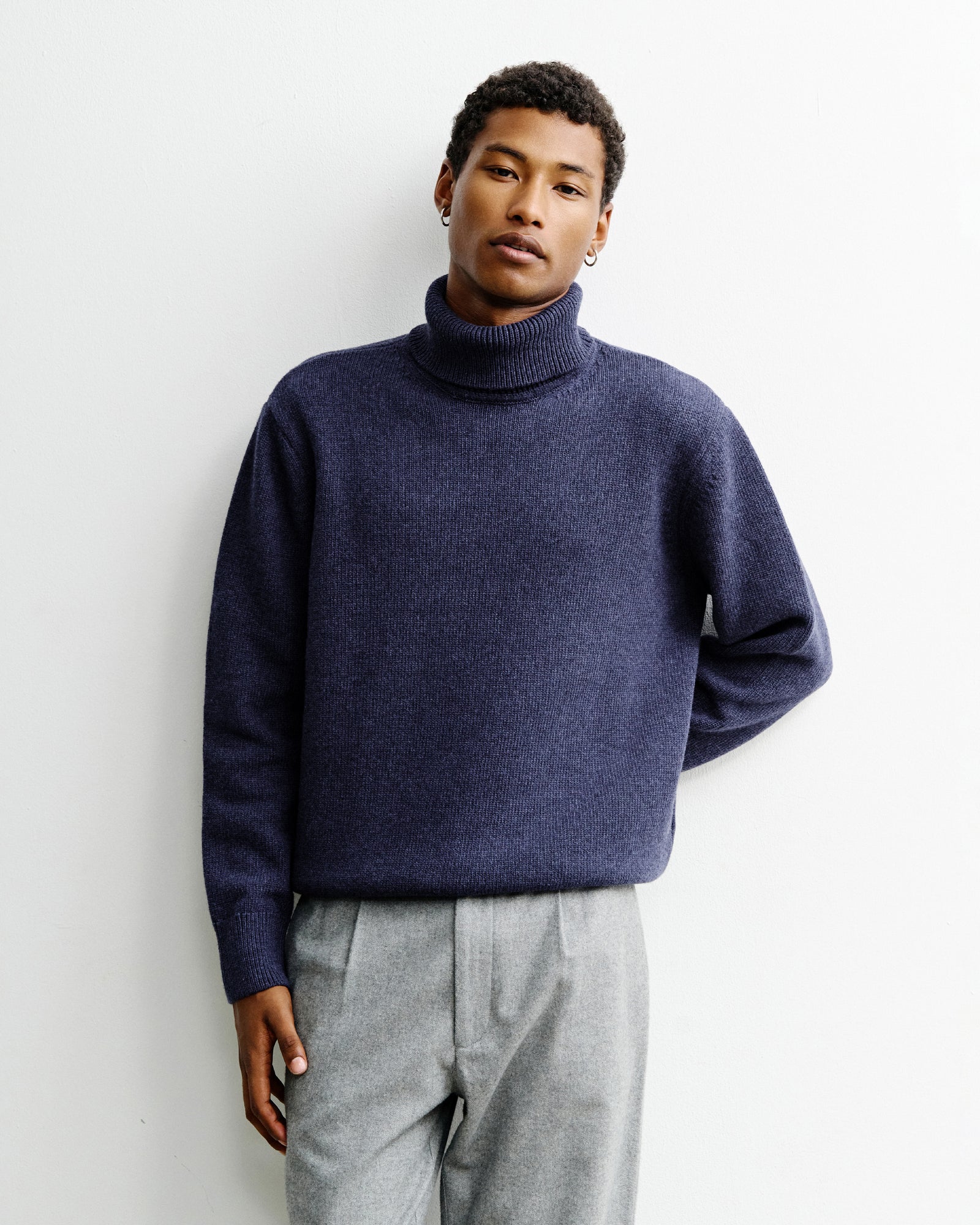 Turtleneck  Recycled Merino Wool  Blue Melange | ROTHOLZ