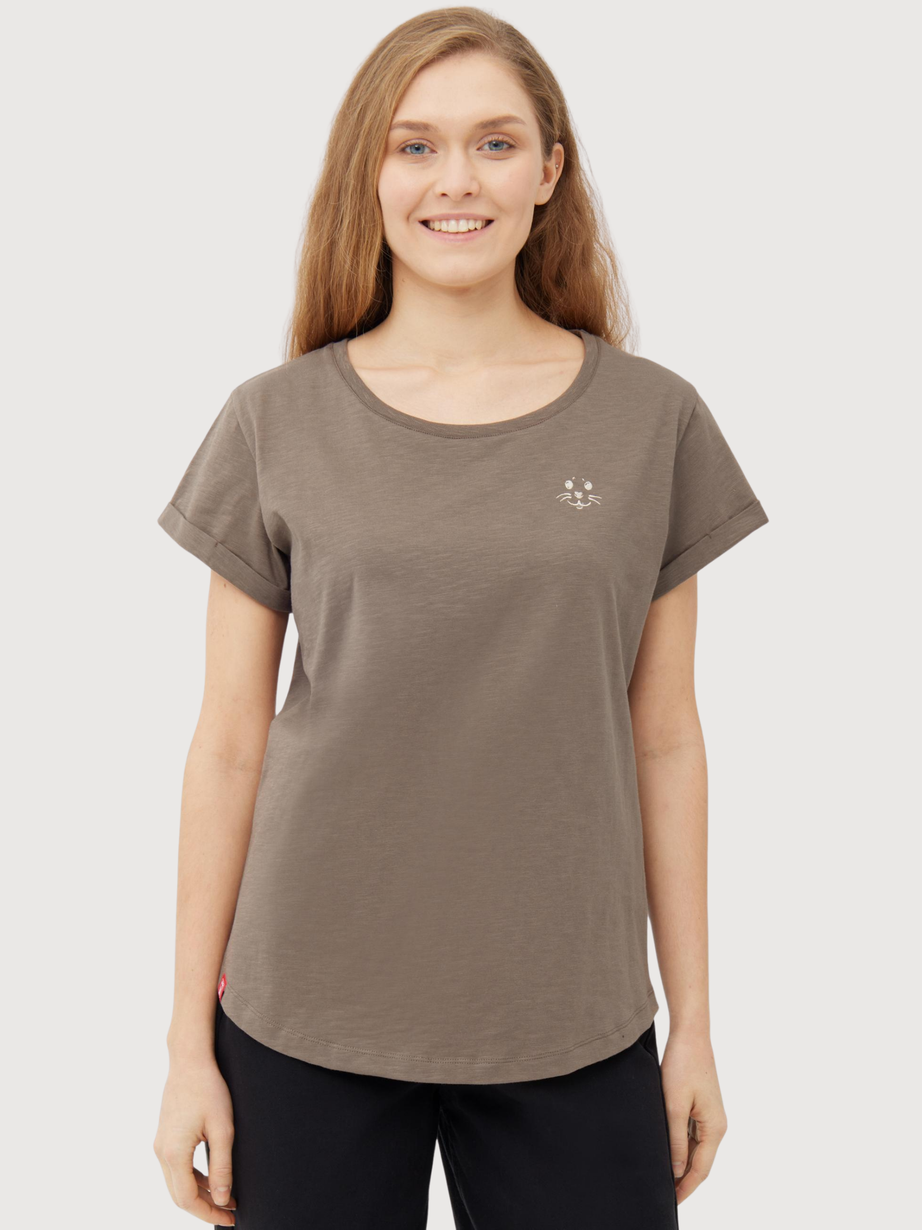 T‑Shirt „Robbenschnute“ Braun Damen Baumwolle | Derbe