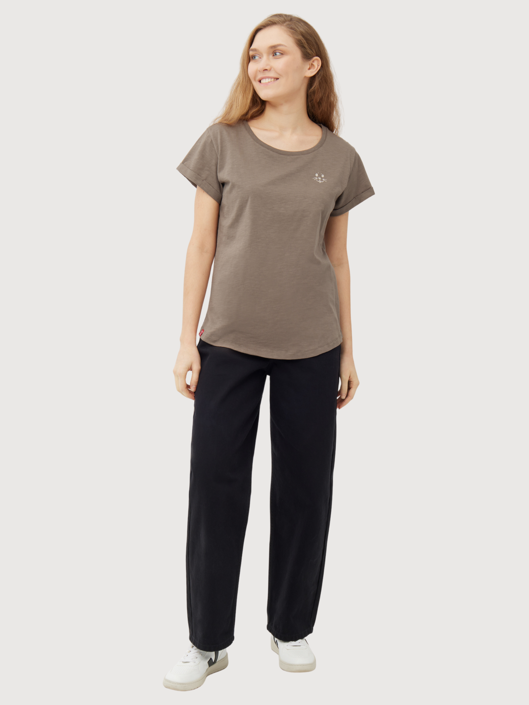 T‑Shirt „Robbenschnute“ Braun Damen Baumwolle | Derbe