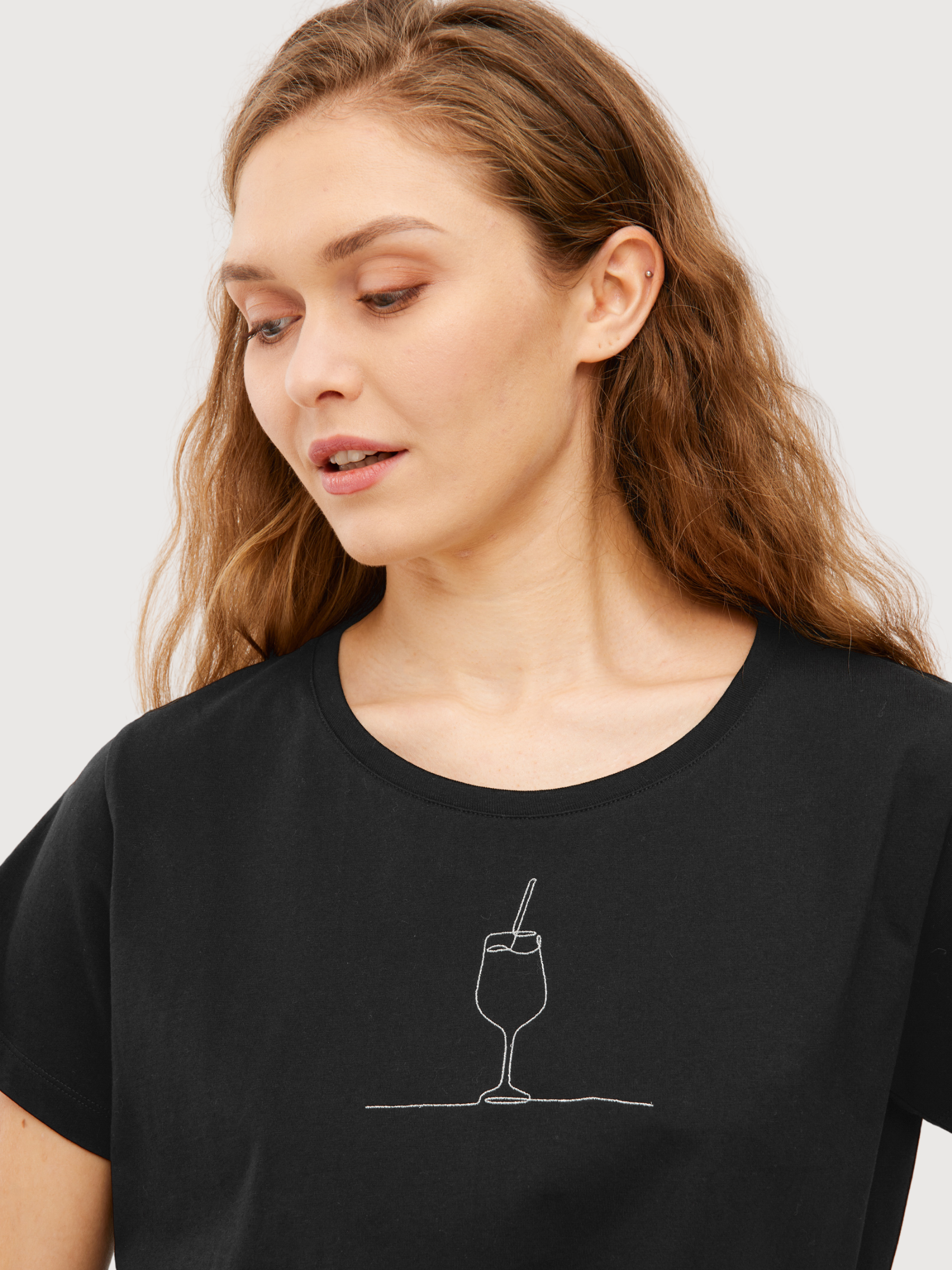 T-Shirt „DRINK“ Schwarze Damen Baumwolle | Derbe