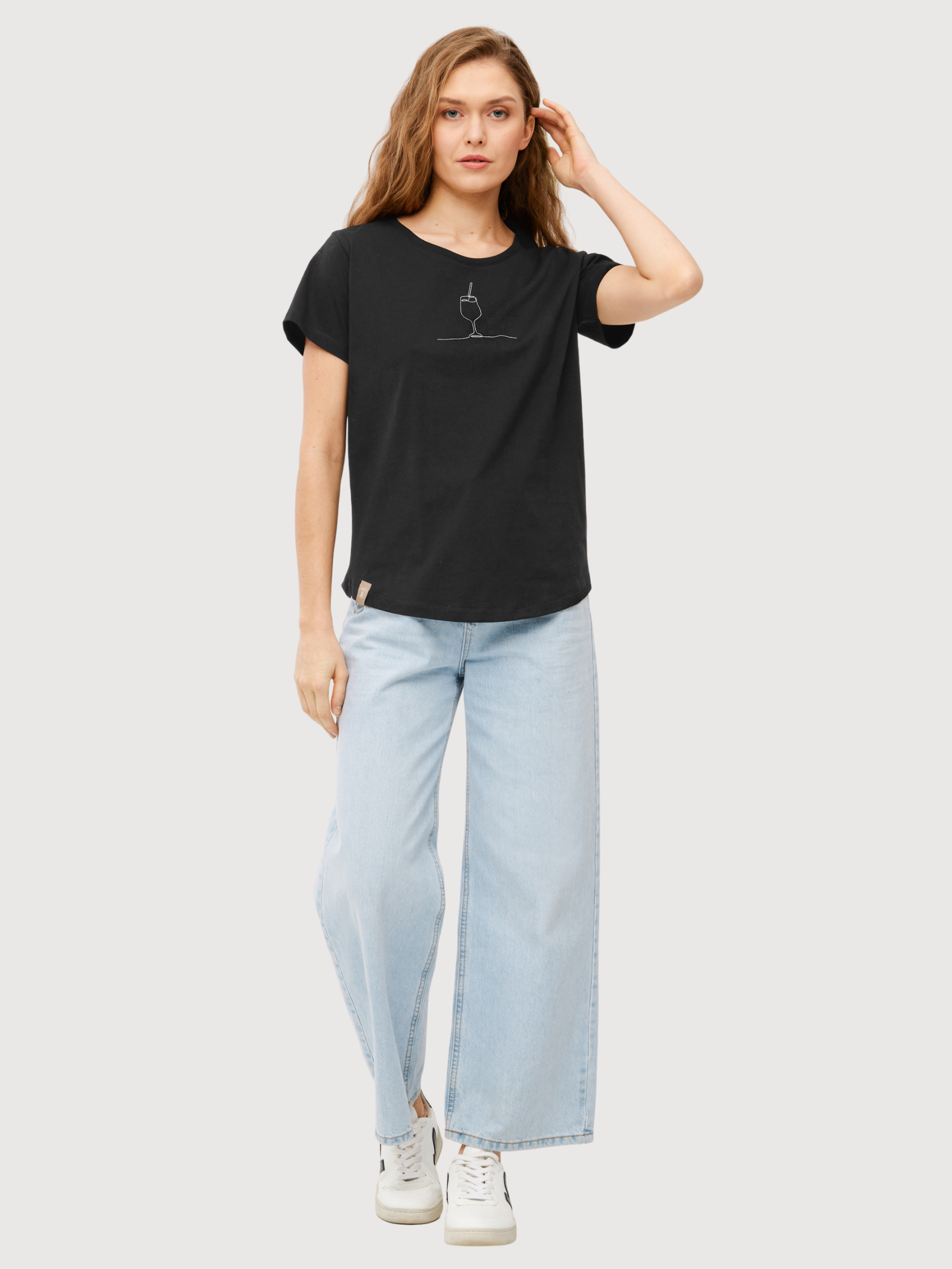 T-Shirt „DRINK“ Schwarze Damen Baumwolle | Derbe