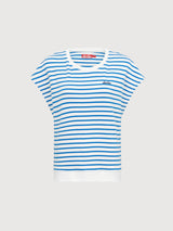 T-Shirt Interstriped Off White/Princess Blue | Derbe