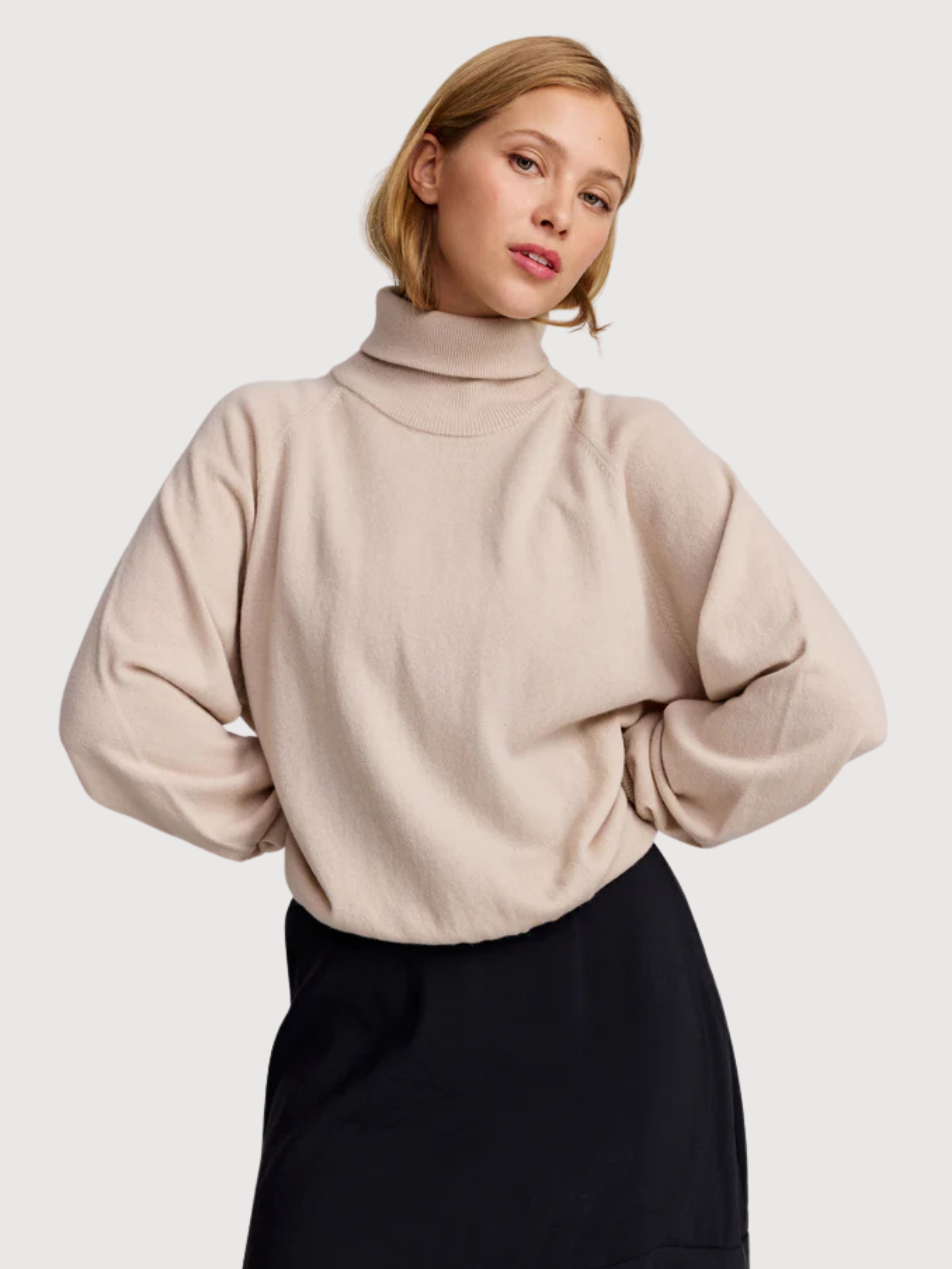 Pullover Sofa Beige Frau Merinowolle | Makia