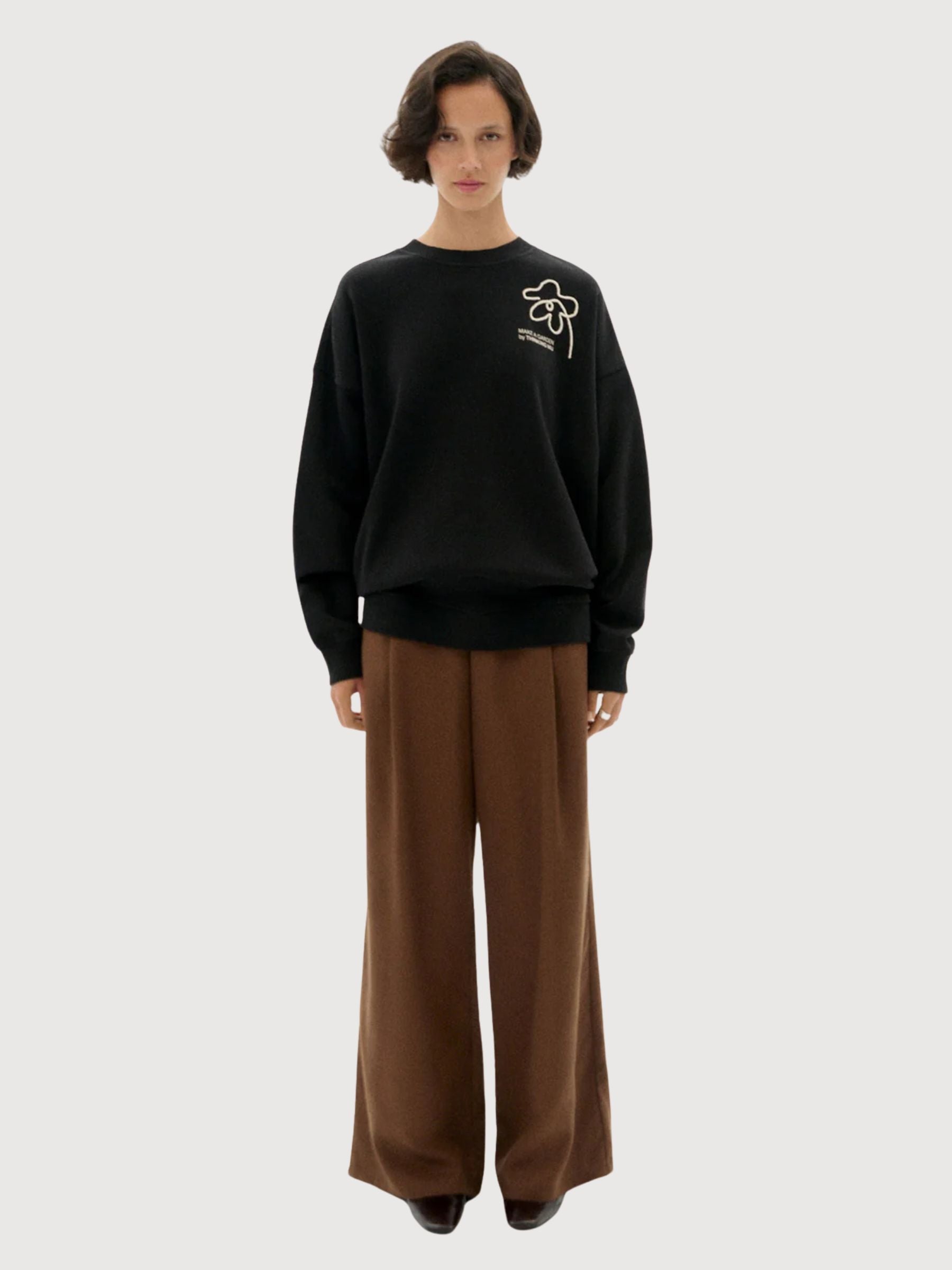 Sweatshirt Flower Rope Schwarze Frau | Thinking Mu