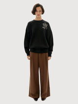 Sweatshirt Flower Rope Black Woman | Thinking Mu