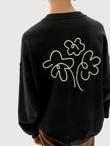 Sweatshirt Flower Rope Black Woman | Thinking Mu