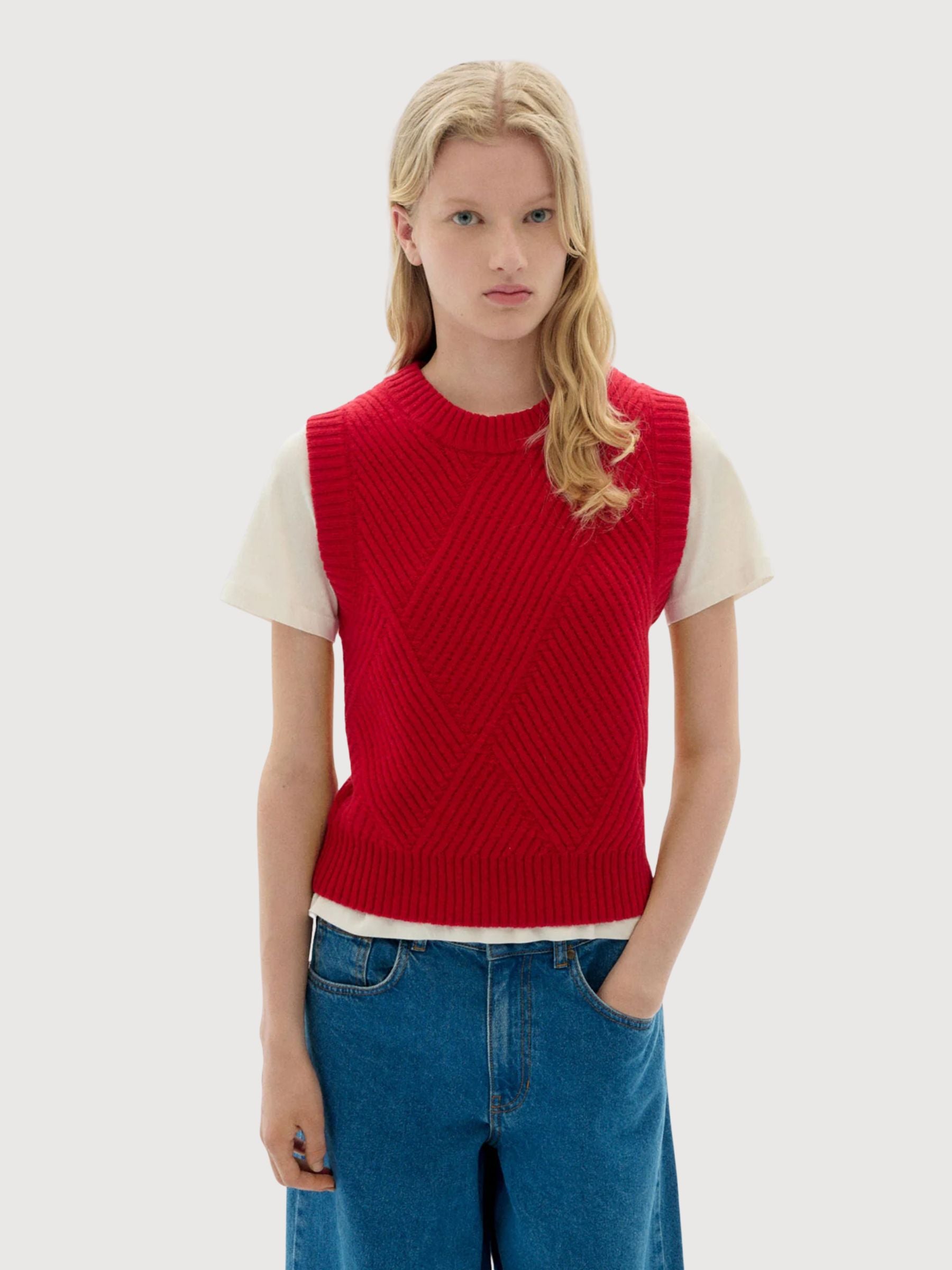 Gilet Kaia Rosso Donna Lana | Thinking Mu