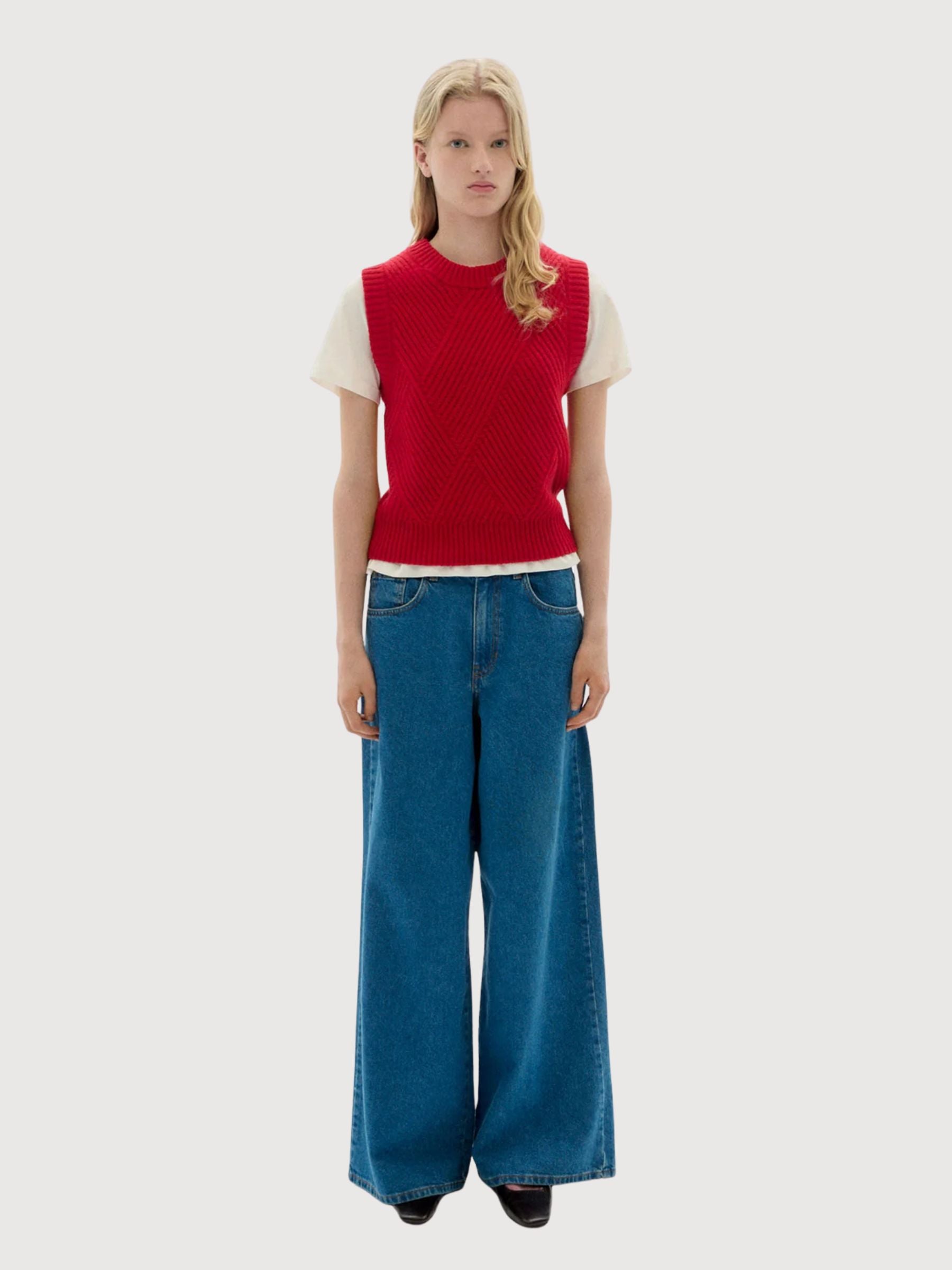 Gilet Kaia Rosso Donna Lana | Thinking Mu