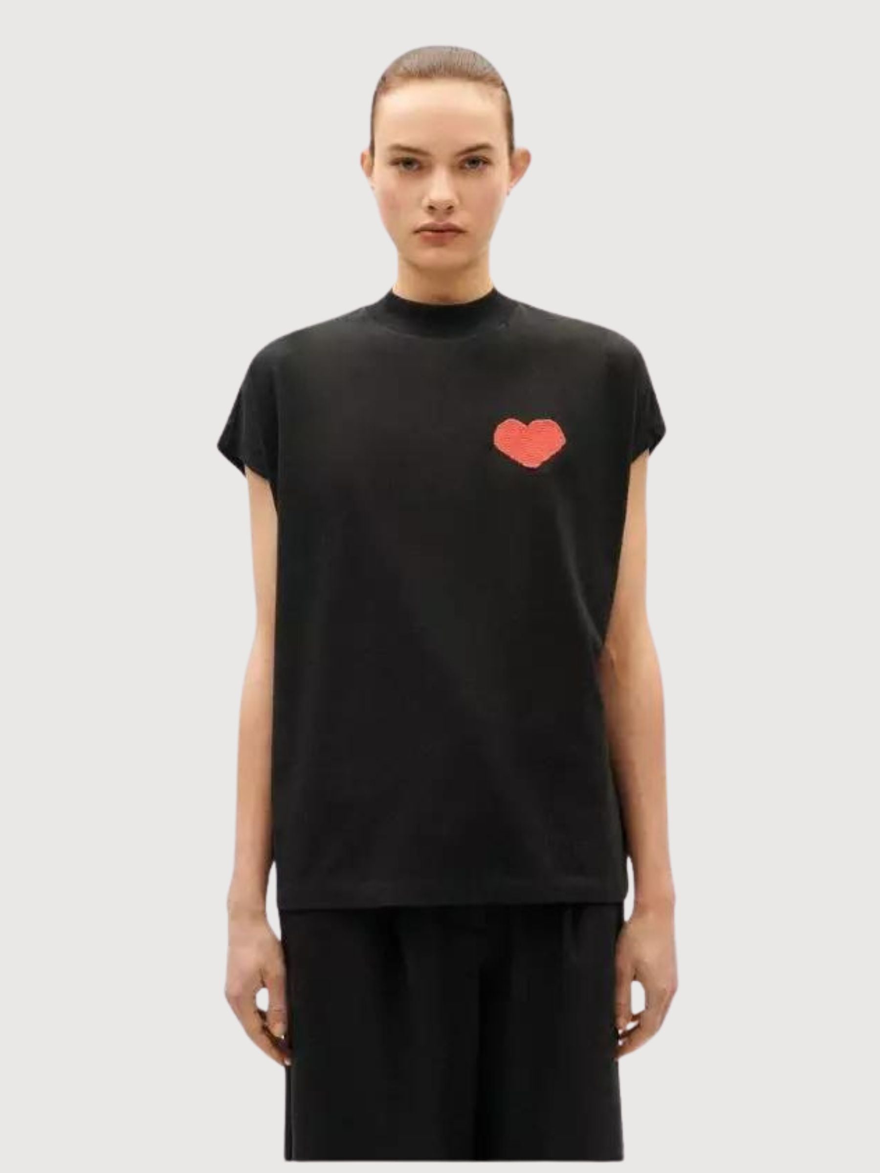 Heart Volta Black T-Shirt Woman | Thinking Mu