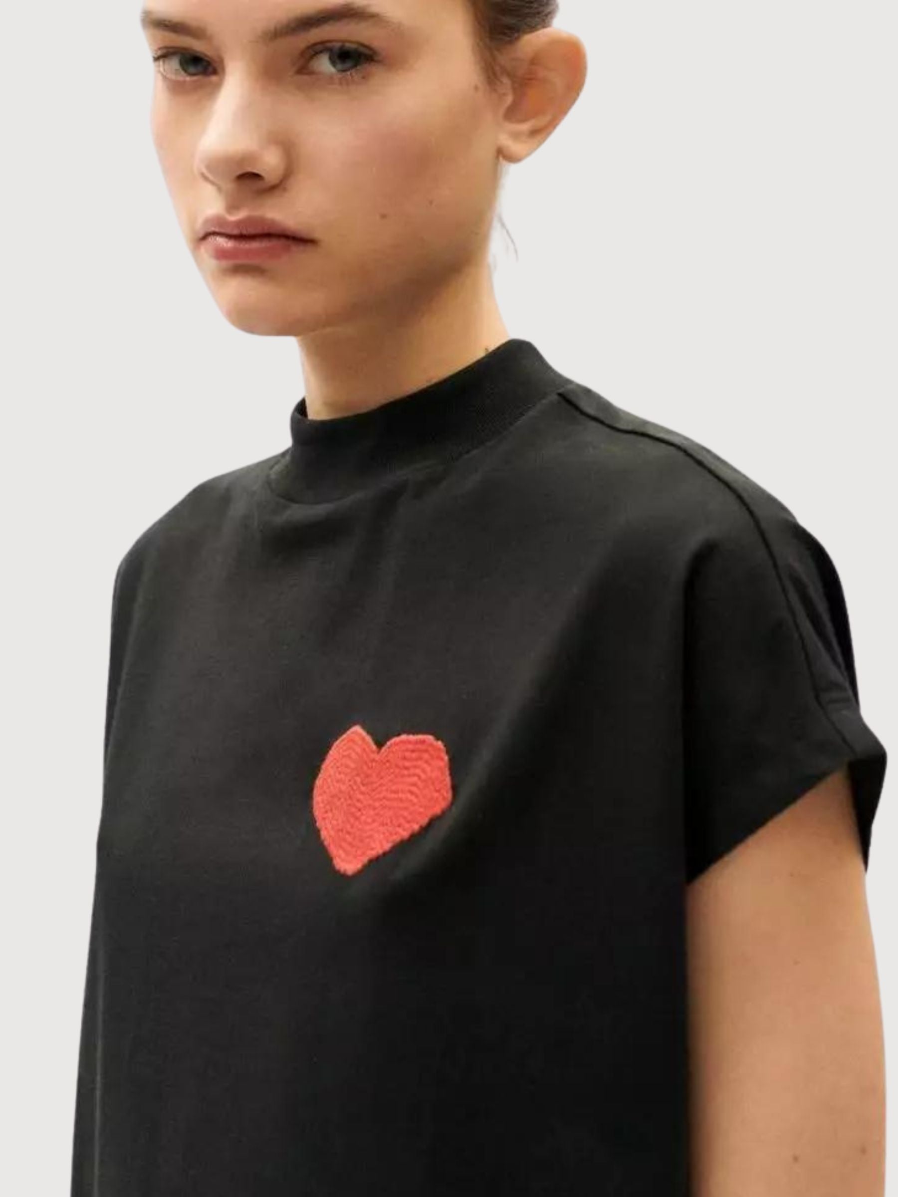 Heart Volta Schwarz T-Shirt Damen | Thinking Mu