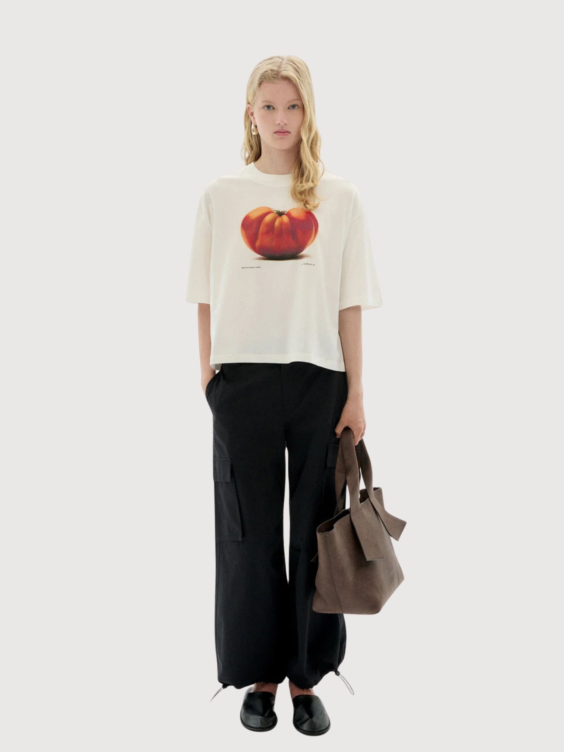 T-Shirt Tomaquet Donna Bianca Cotone | Thinking Mu