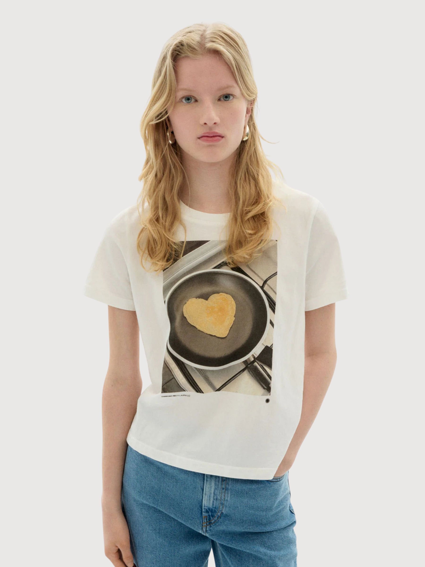 T-Shirt Pancake Donna Bianca Cotone | Thinking Mu