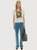 T-Shirt Pancake White Woman Cotton | Thinking Mu