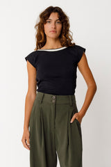 Top Aroa Schwarze Frau Bio-Baumwolle | Skfk