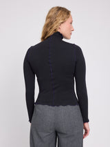 Long-Sleeve Top Babylock Hem Turtleneck Top Black | MAZINE