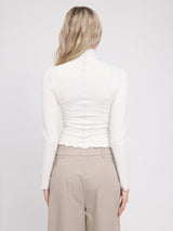 Long-Sleeve Top Babylock Hem Turtleneck Top White | MAZINE