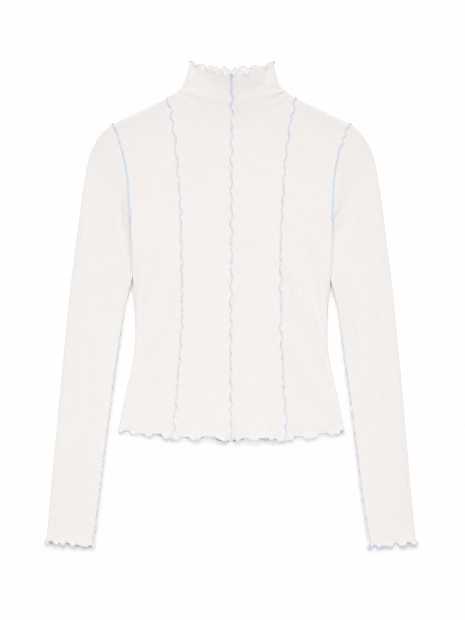Long-Sleeve Top Babylock Hem Turtleneck Top White | MAZINE