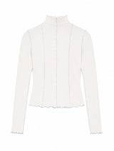 Long-Sleeve Top Babylock Hem Turtleneck Top White | MAZINE