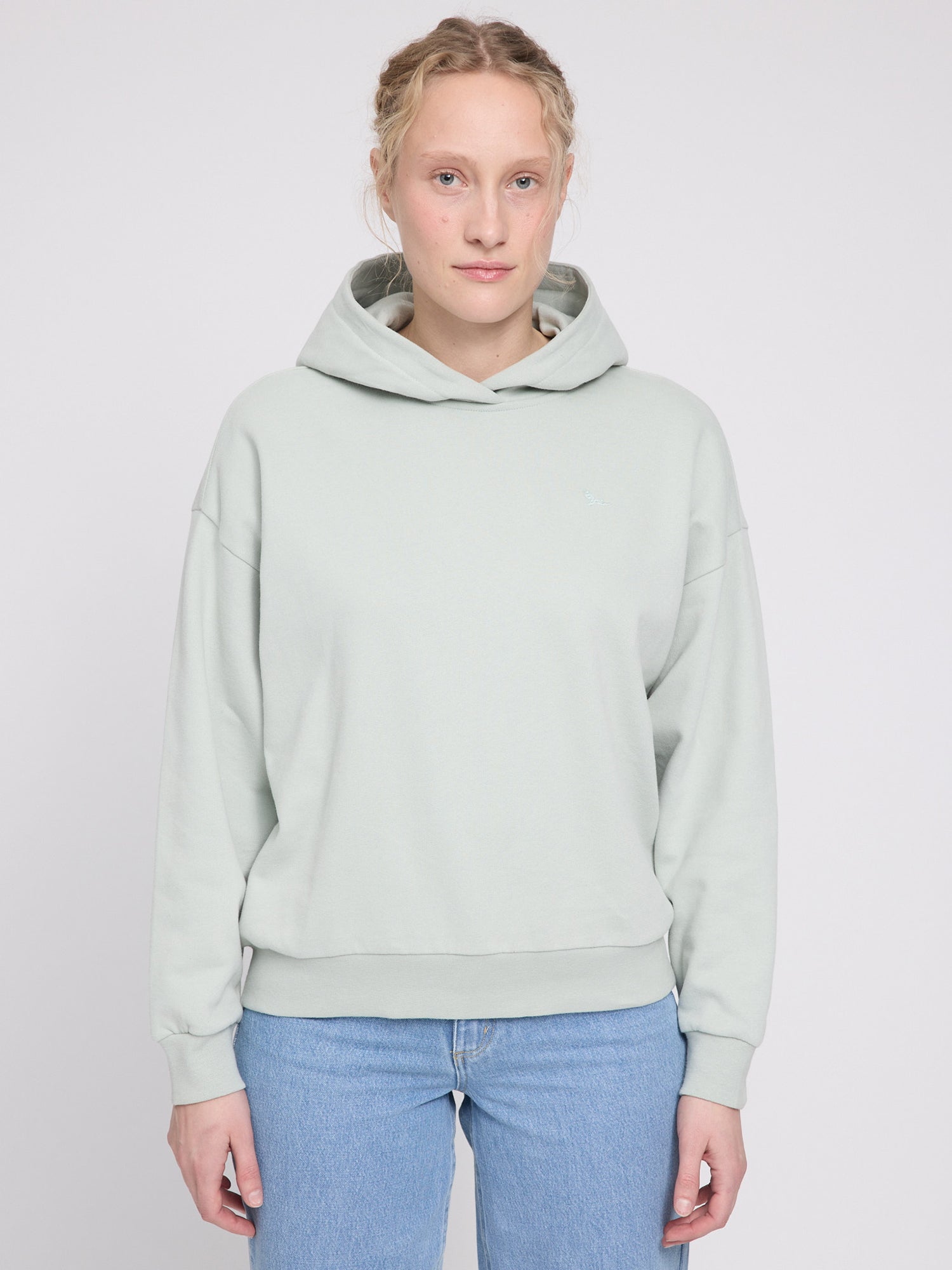 Hoodie mit Rückenprint Light Aqua/Off The Grid | MAZINE