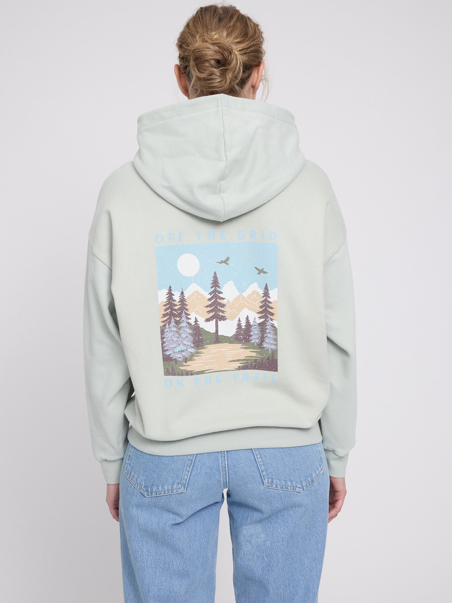 Hoodie mit Rückenprint Light Aqua/Off The Grid | MAZINE