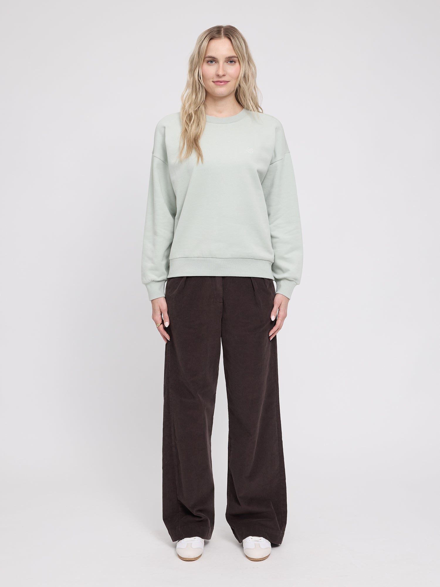 Sweatshirt mit Rückendruck Light Aqua/Floral | MAZINE