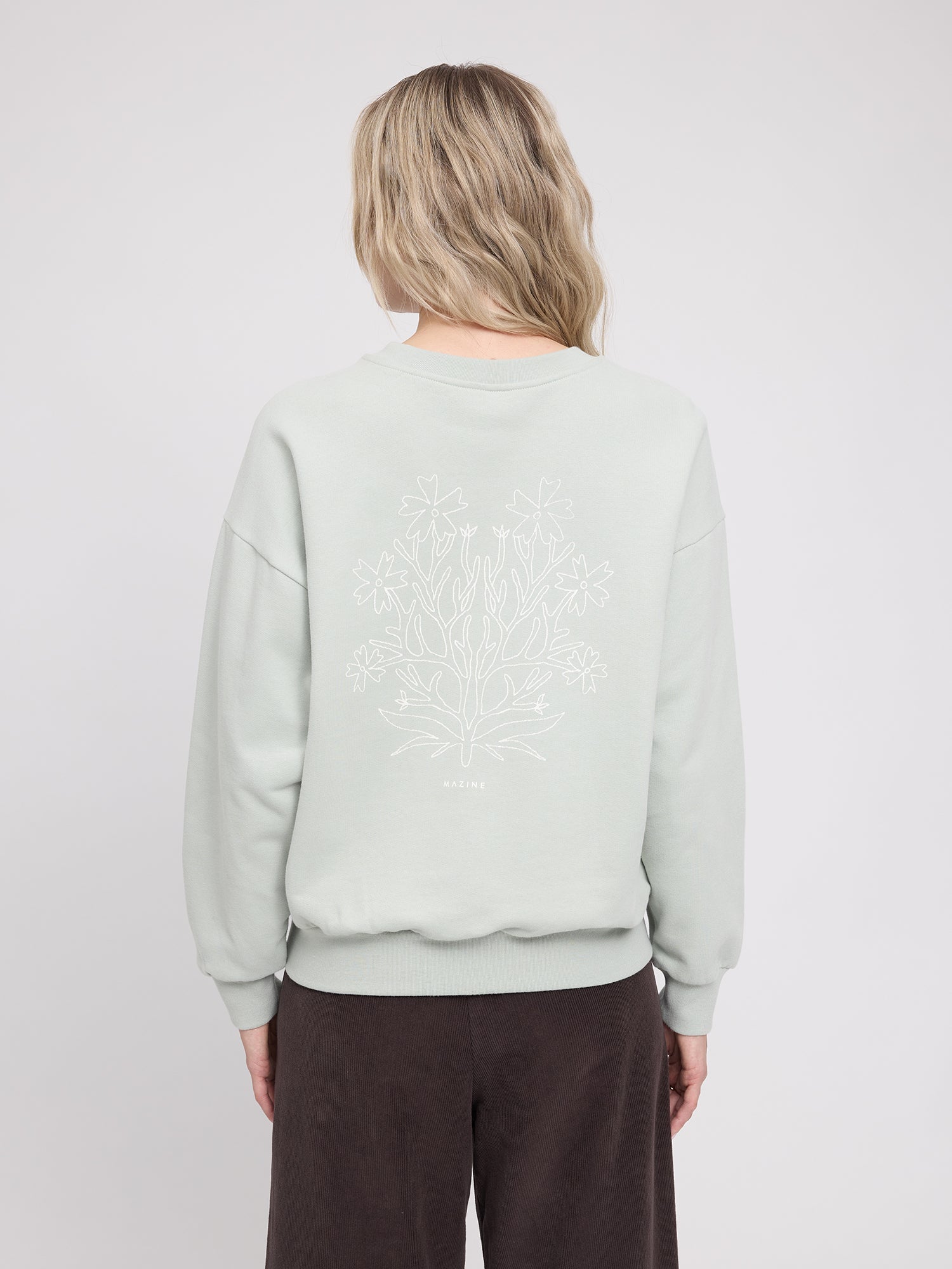 Sweatshirt mit Rückendruck Light Aqua/Floral | MAZINE