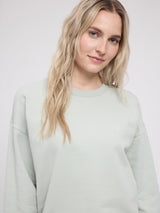 Sweatshirt mit Rückendruck Light Aqua/Floral | MAZINE
