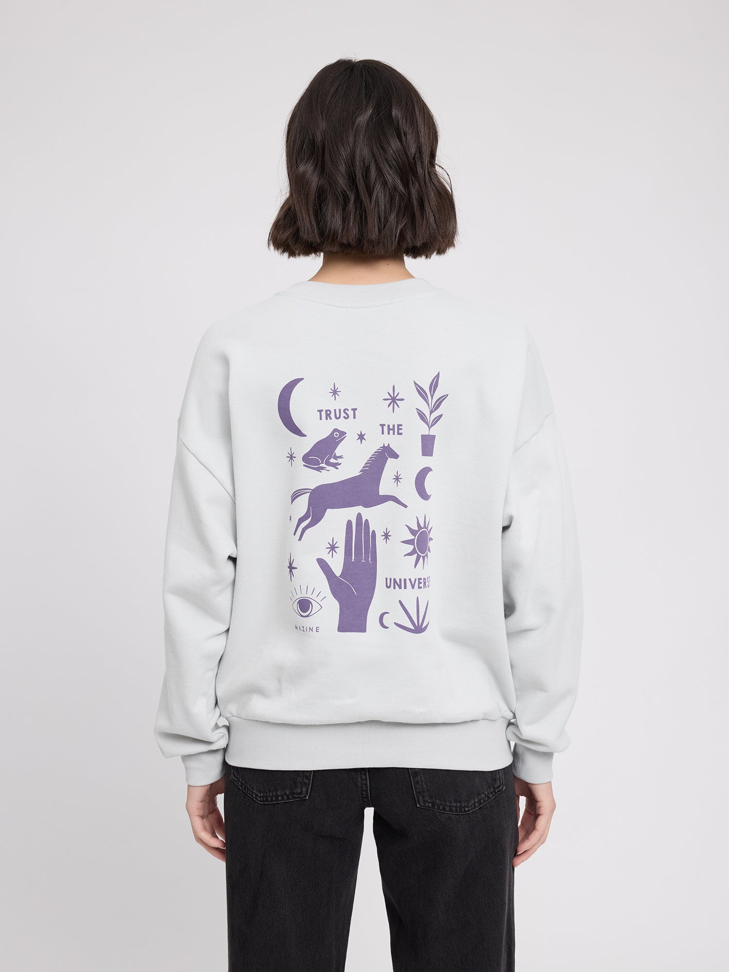 Felpa con stampa sul retro Pearl Blue/Mystical | MAZINE