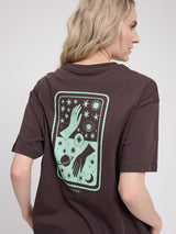 T-shirt in cotone con stampa sul retro Coffee/Tarot nera | MAZINE