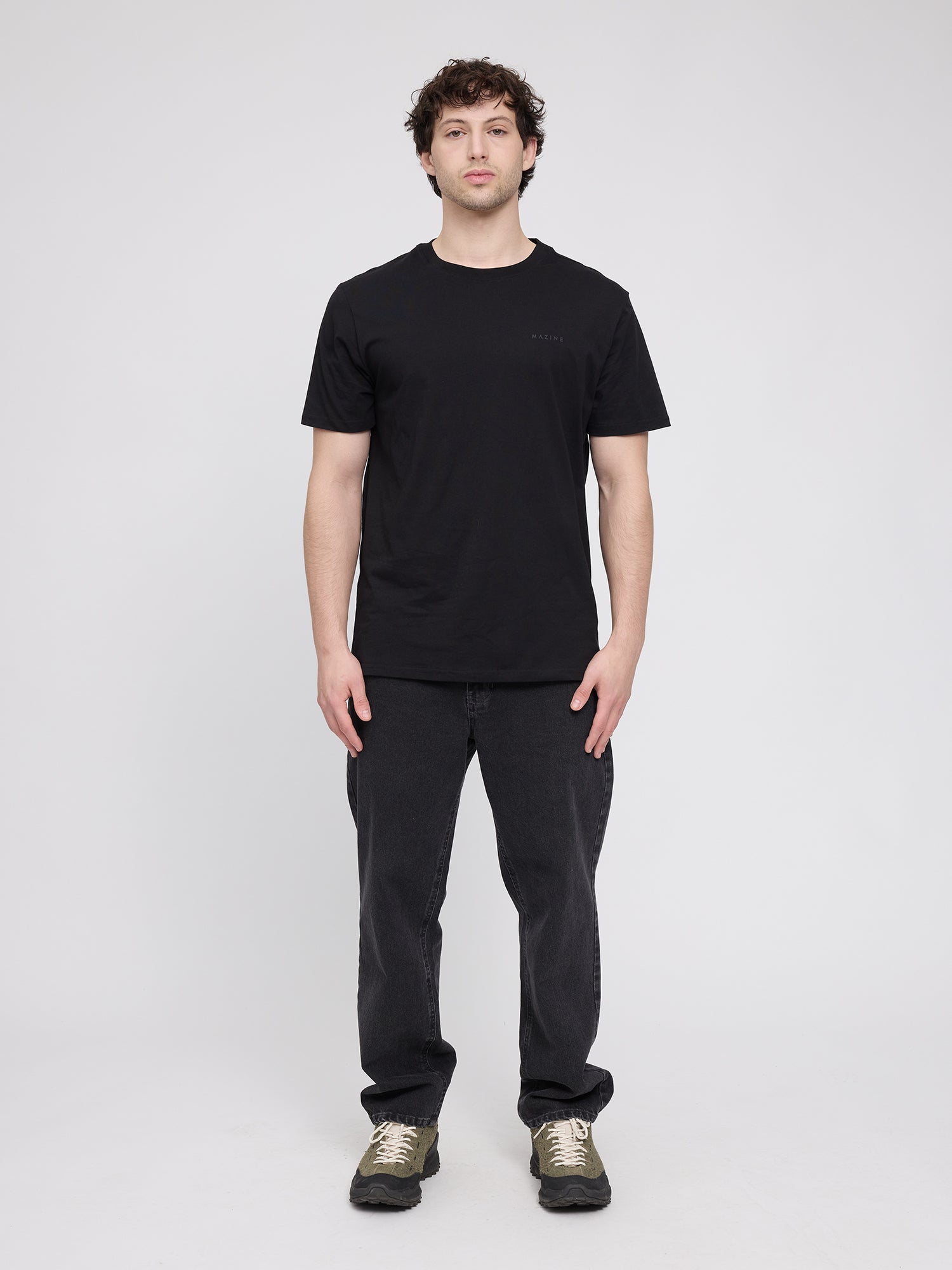 T-Shirt schwarzer Aufdruck Schwarz/ Off The Grid | MAZINE