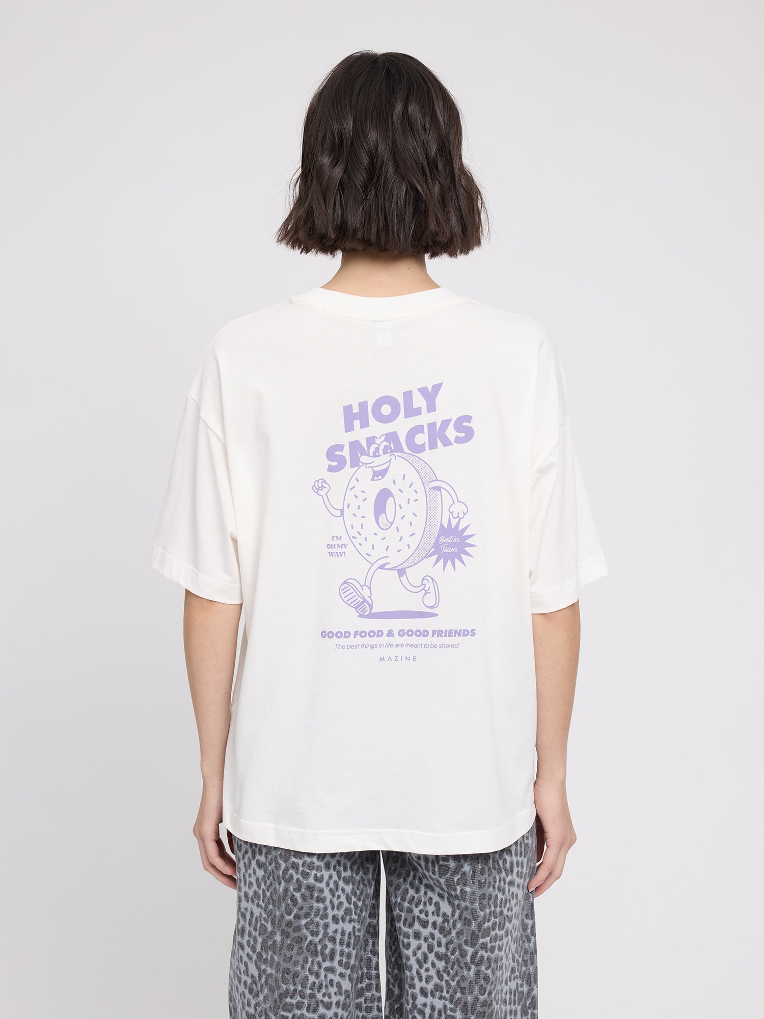 T-shirt Back Print Theme white/Donut in Cotton | MAZINE