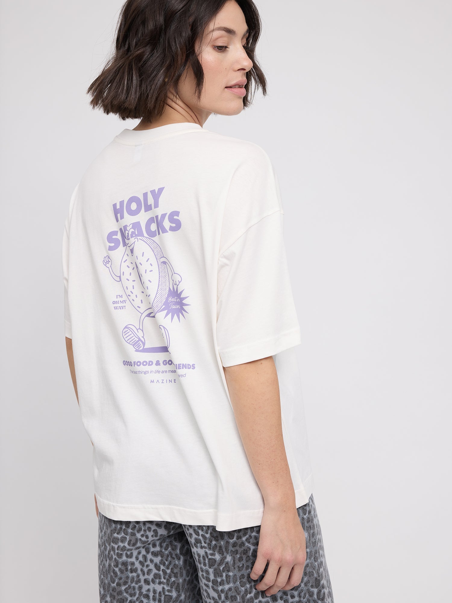 T-shirt Back Print Theme white/Donut in Cotton | MAZINE