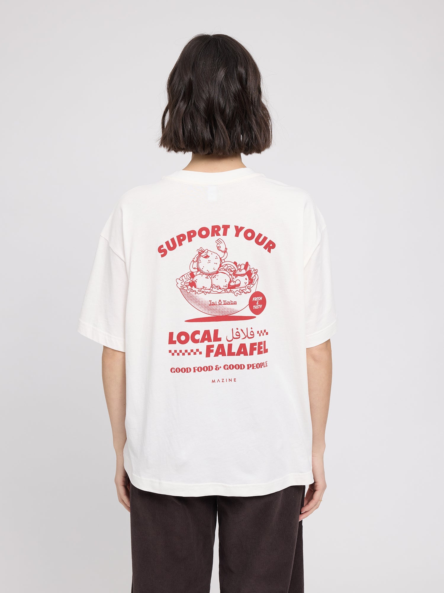 T-shirt Back Print Theme White/Falafel | MAZINE