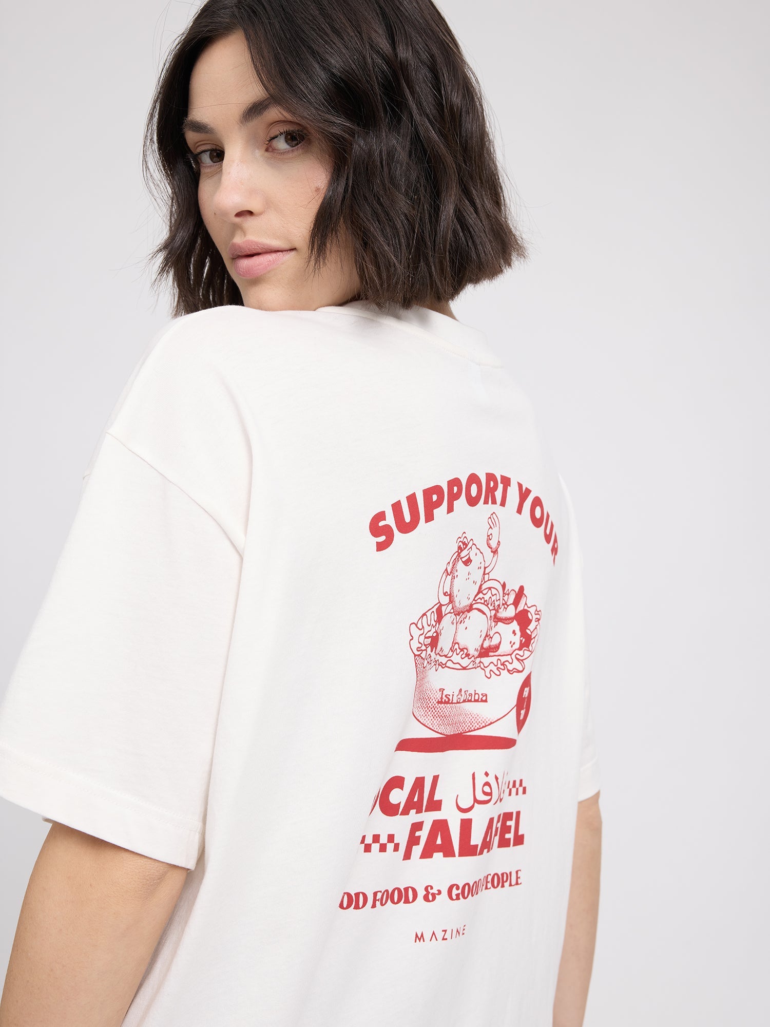 T-shirt Back Print Theme White/Falafel | MAZINE