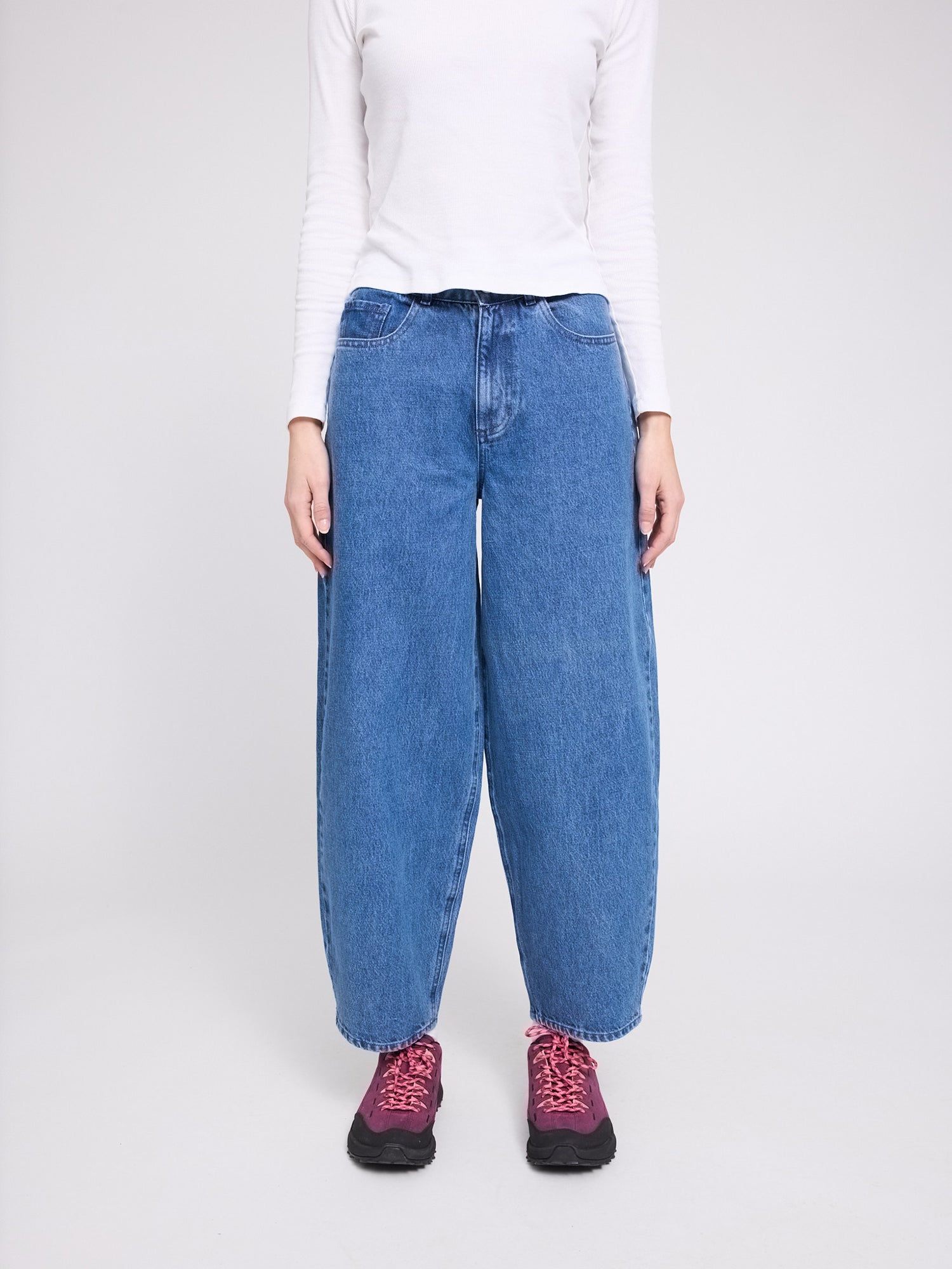 Jeans Barrel Leg Mid Blue da donna in cotone | MAZINE