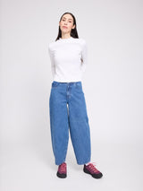 Jeans Barrel Leg Mid Blue da donna in cotone | MAZINE
