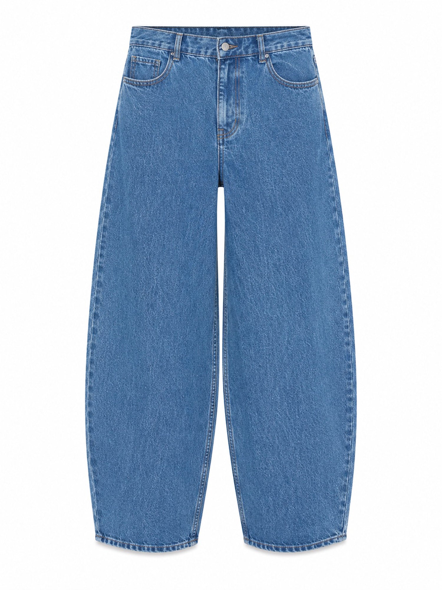 Jeans Barrel Leg Mid Blue da donna in cotone | MAZINE