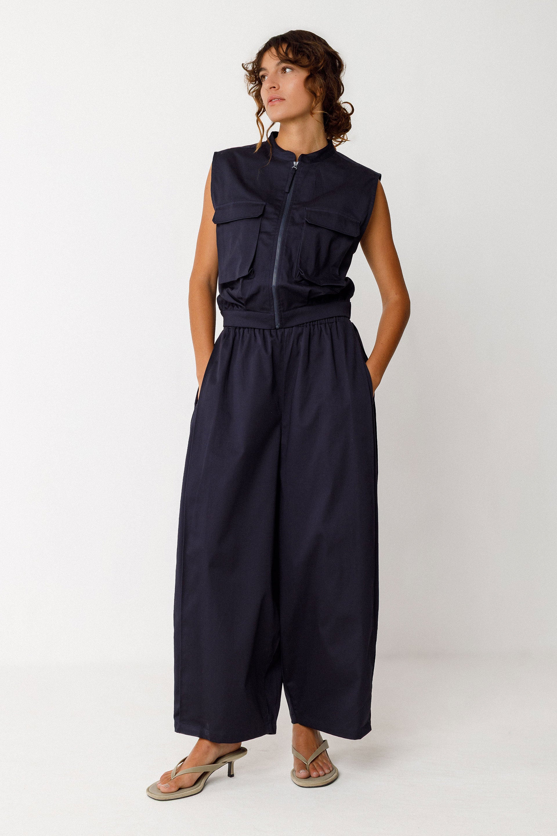 Top Bea Navy Woman Gots Cotton | Skfk