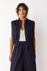 Top Bea Navy Woman Gots Cotton | Skfk