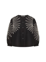 Blouse Embroidered Black Women's in Cotton GOTS | Lanius