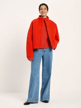 Jacke Bouclé Rot GOTS aus Baumwolle | Lanius