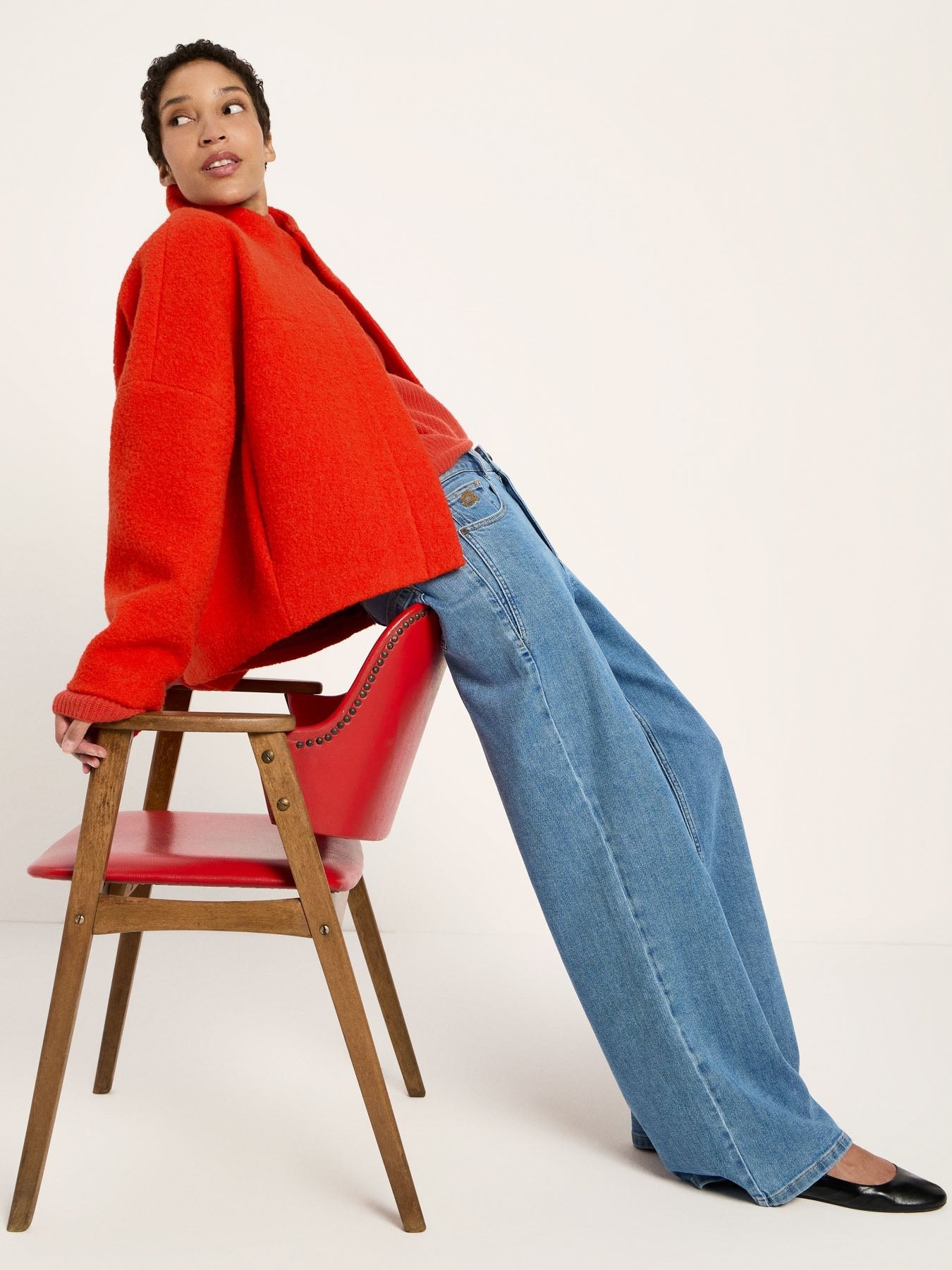 Jacke Bouclé Rot GOTS aus Baumwolle | Lanius