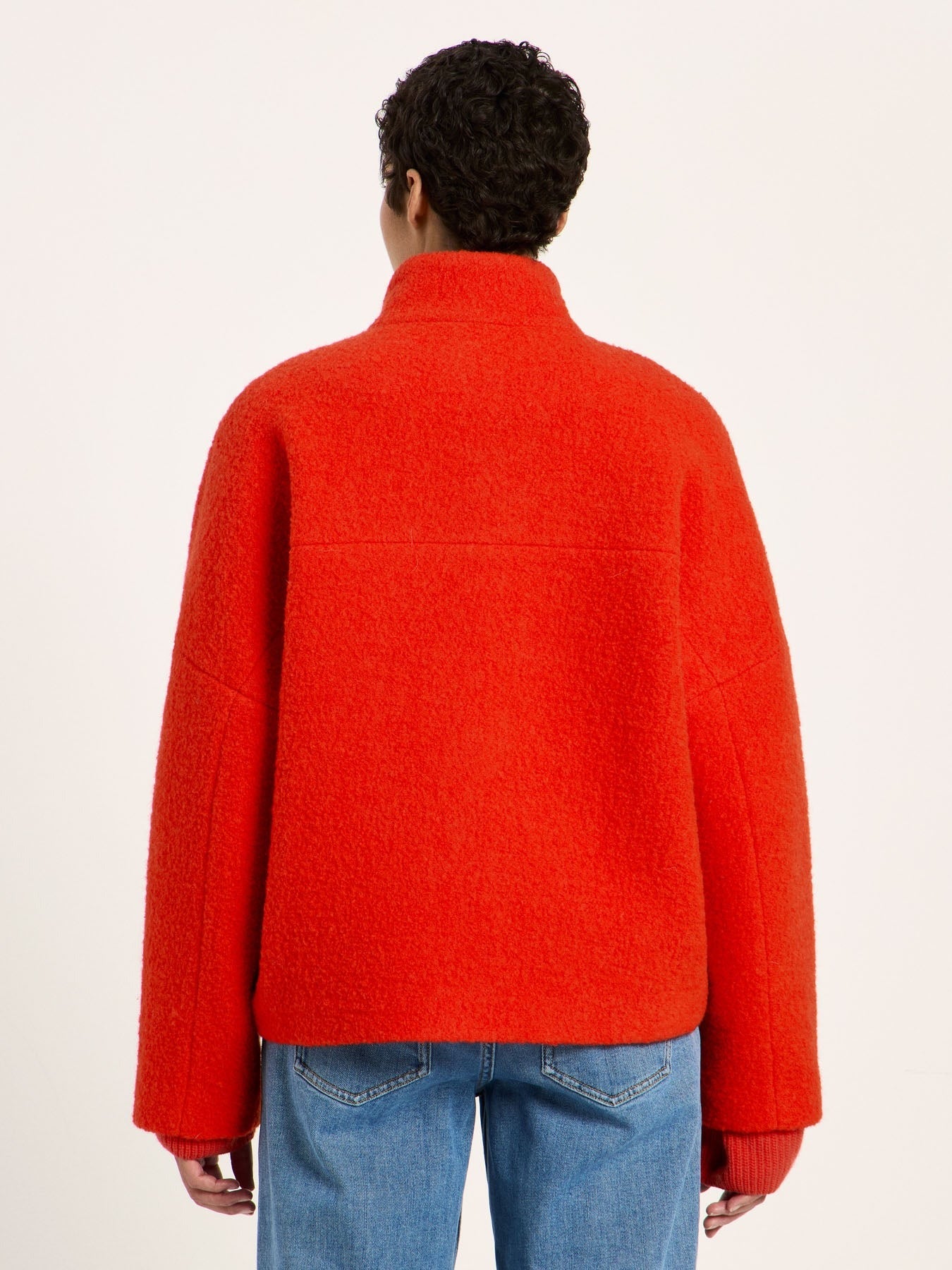 Jacke Bouclé Rot GOTS aus Baumwolle | Lanius