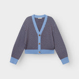 Kanan Bubble-Knit Cardigan Cornflower Blue/Brown | DEDICATED